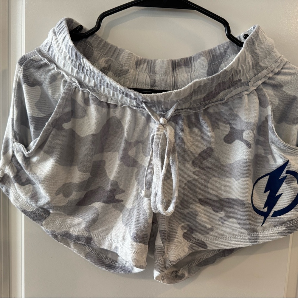 Grey Camouflage Athletic Shorts with Tampa Bay Lightning Logo